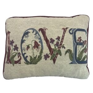 Arlee Home Fashions Tapestry Throw Pillow "LOVE" Floral Design 9x12 Vtg